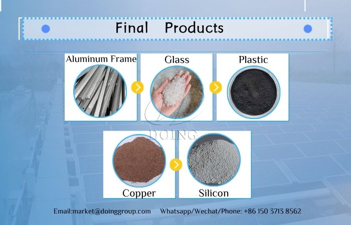 Products of photovoltaic panel recycling machine