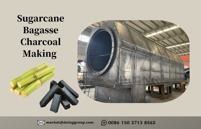 Sugarcane bagasse charcoal making.jpg